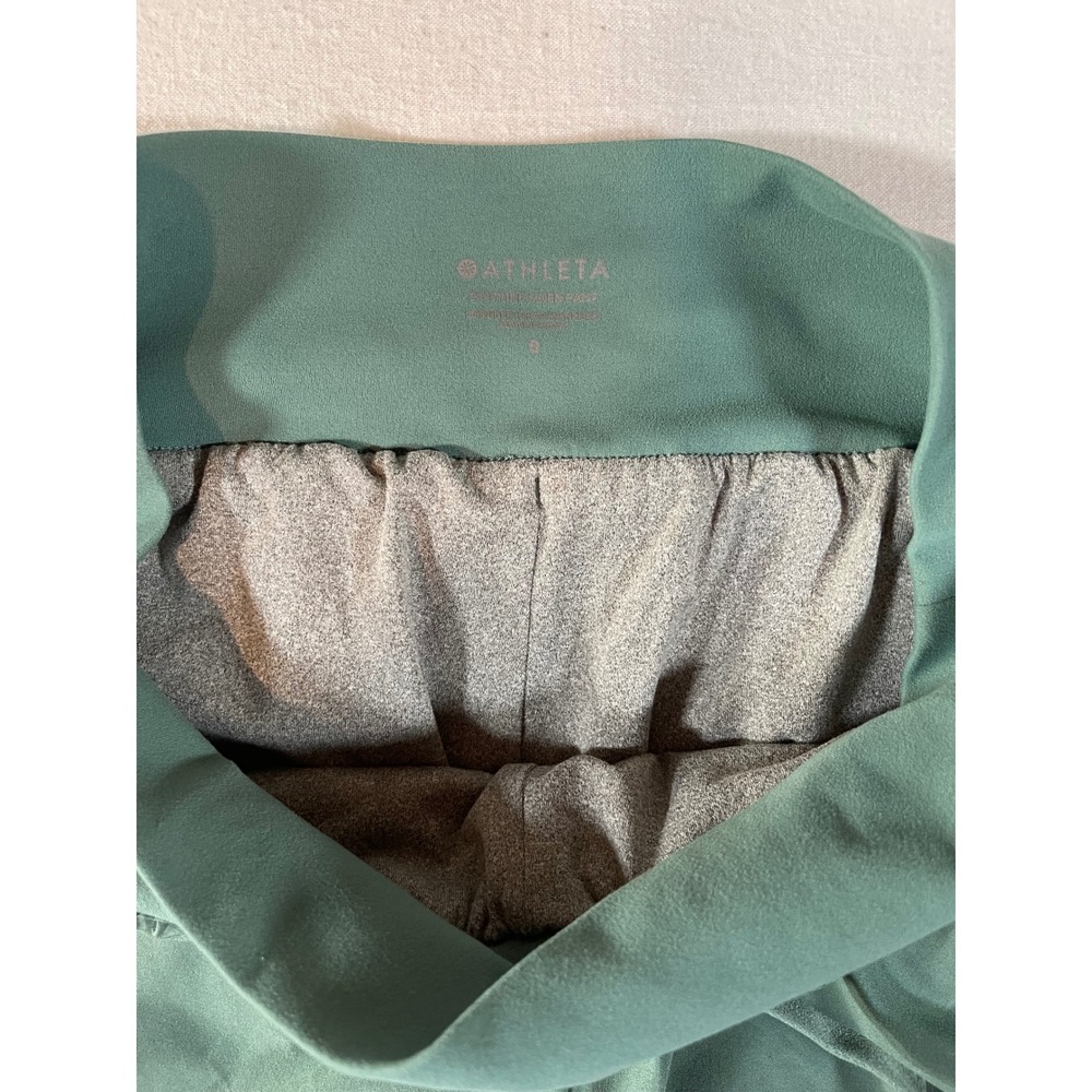 Athleta Attitude Lined Pants Green Ruched Jogger Trousers Size S - Picture 8 of 15